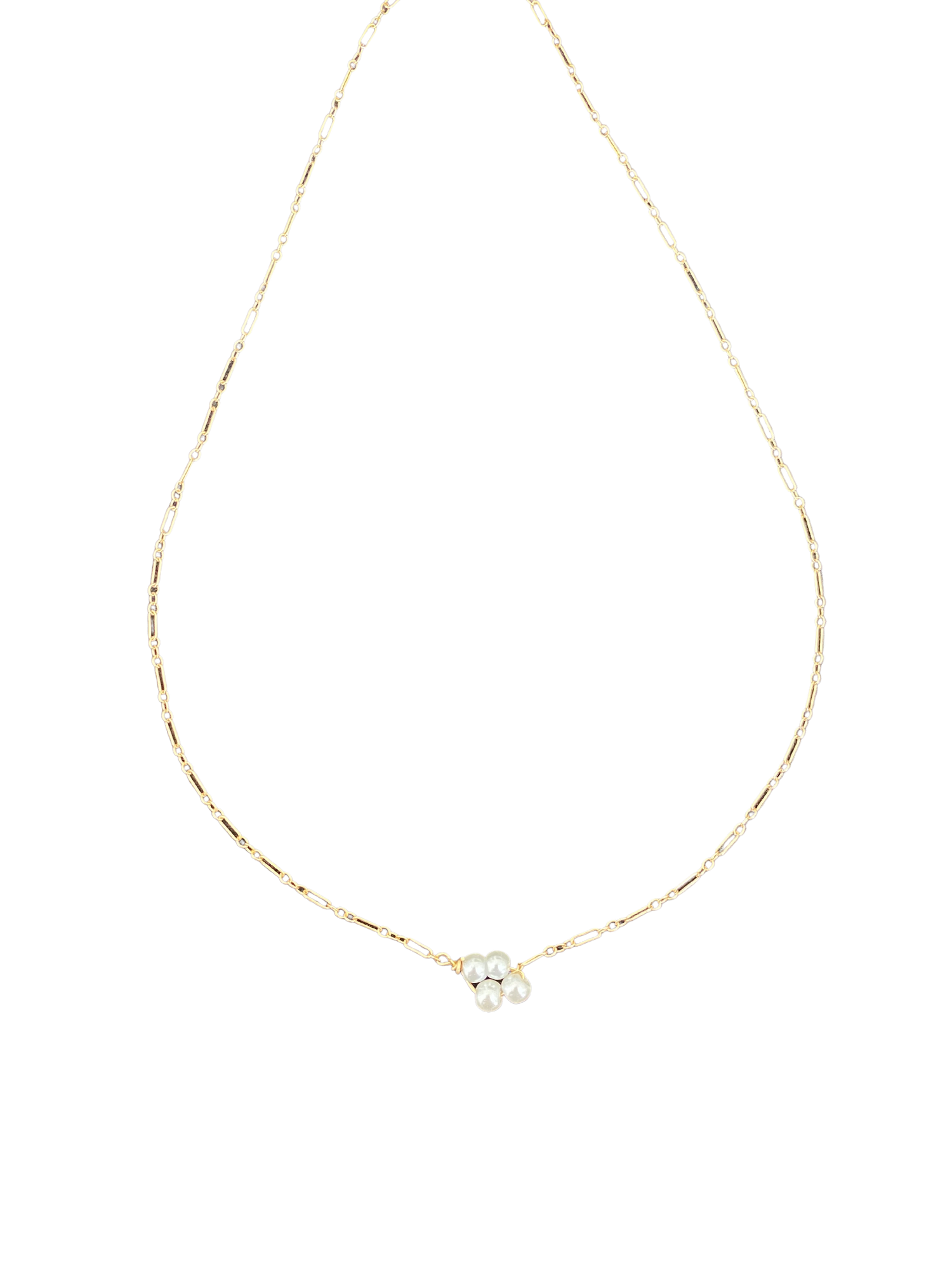 Dainty, Gold, Rosette, Pearl, Necklace