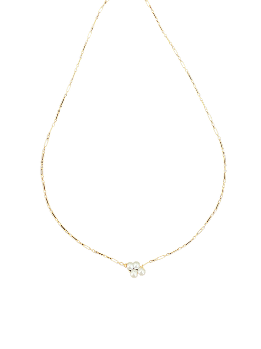 Dainty, Gold, Rosette, Pearl, Necklace