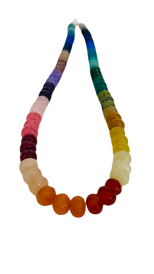 Claire-Multi | Rainbow, Rondel Beaded Necklace