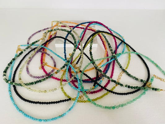 Turquoise, Citron, Onyx, Lapis, Colorful, Rainbow, Beaded, Layering, Necklaces