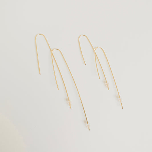 Inverted, Paper Clip, Gold/Silver Bar Earrings
