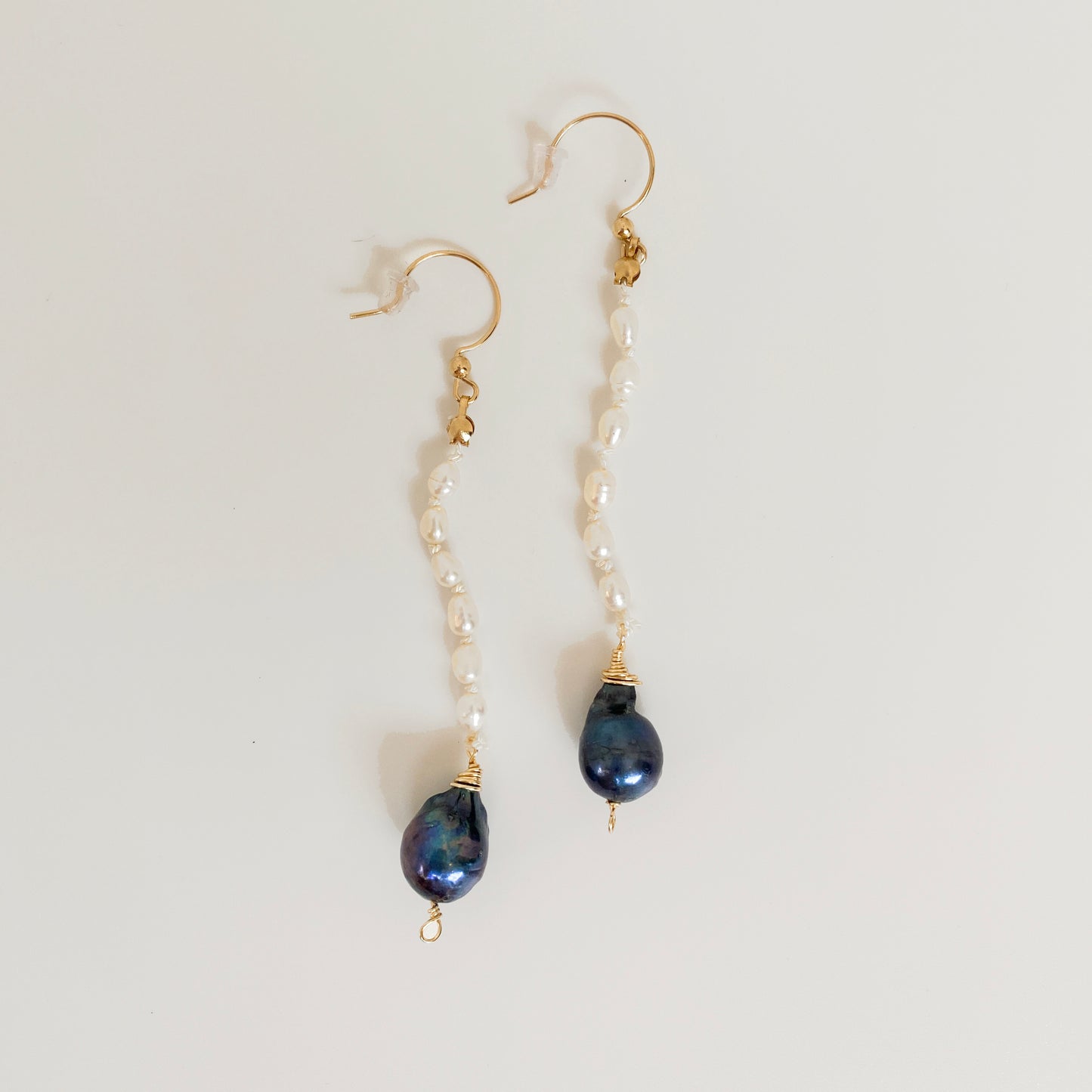  Long, Baroque, Seed, Gold, Pearl Earrings