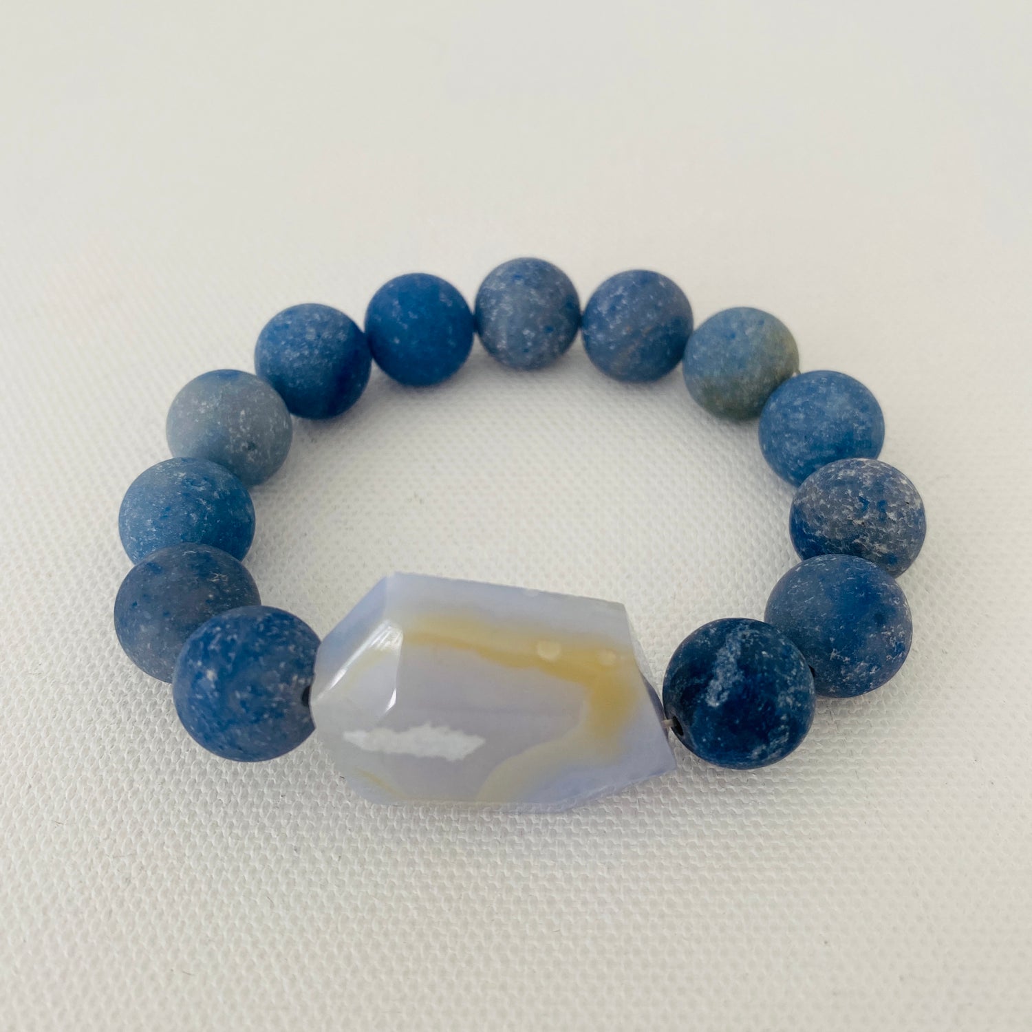Blue Beaded Matte Stones Geode Bracelet