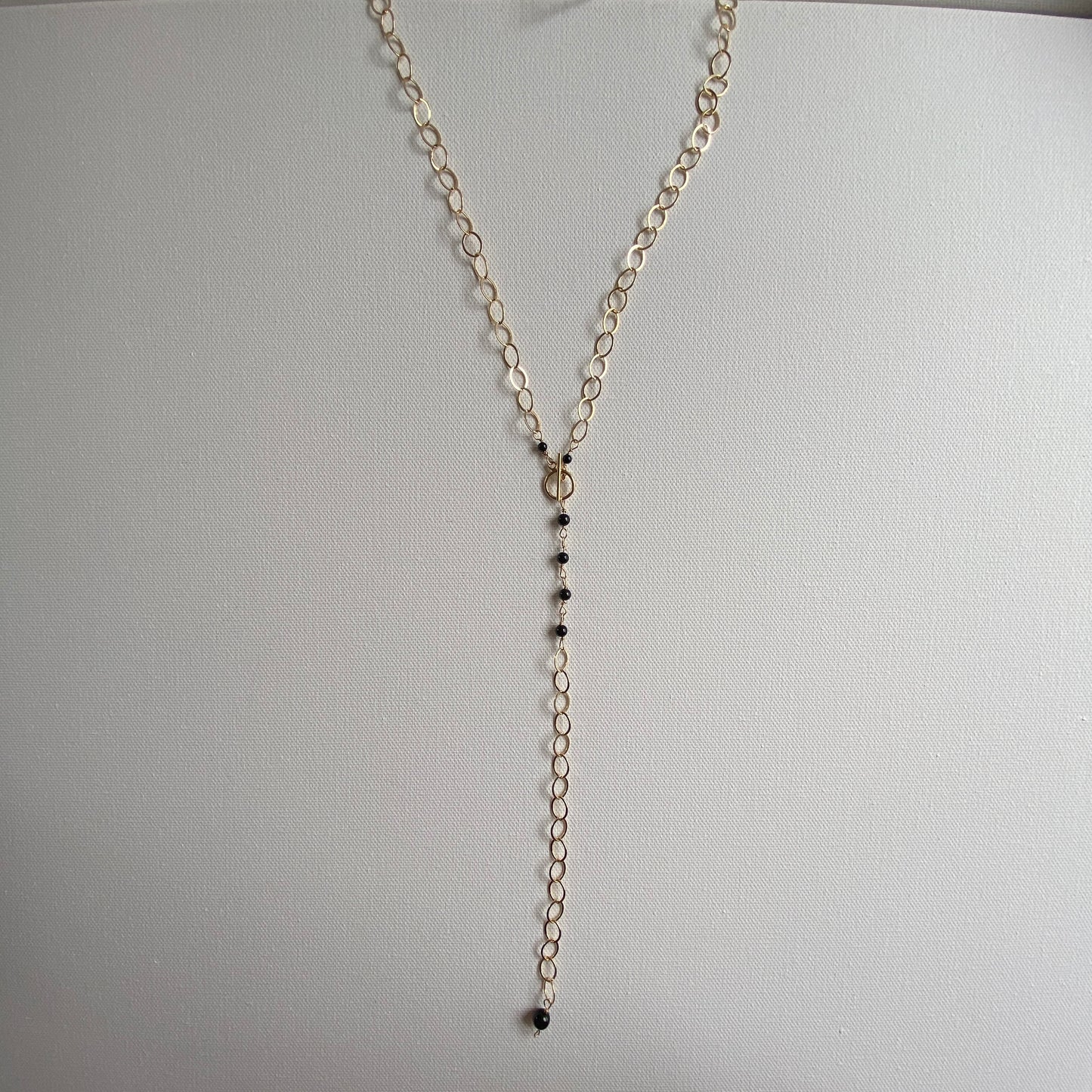Gold, Beaded, Crystal, Lariat, Toggle, Long Necklace