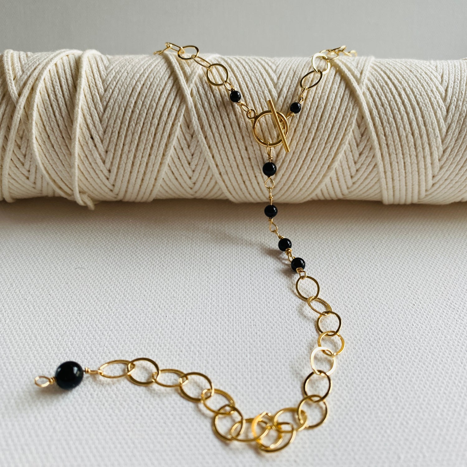 Gold, Beaded, Crystal, Lariat, Toggle, Long Necklace