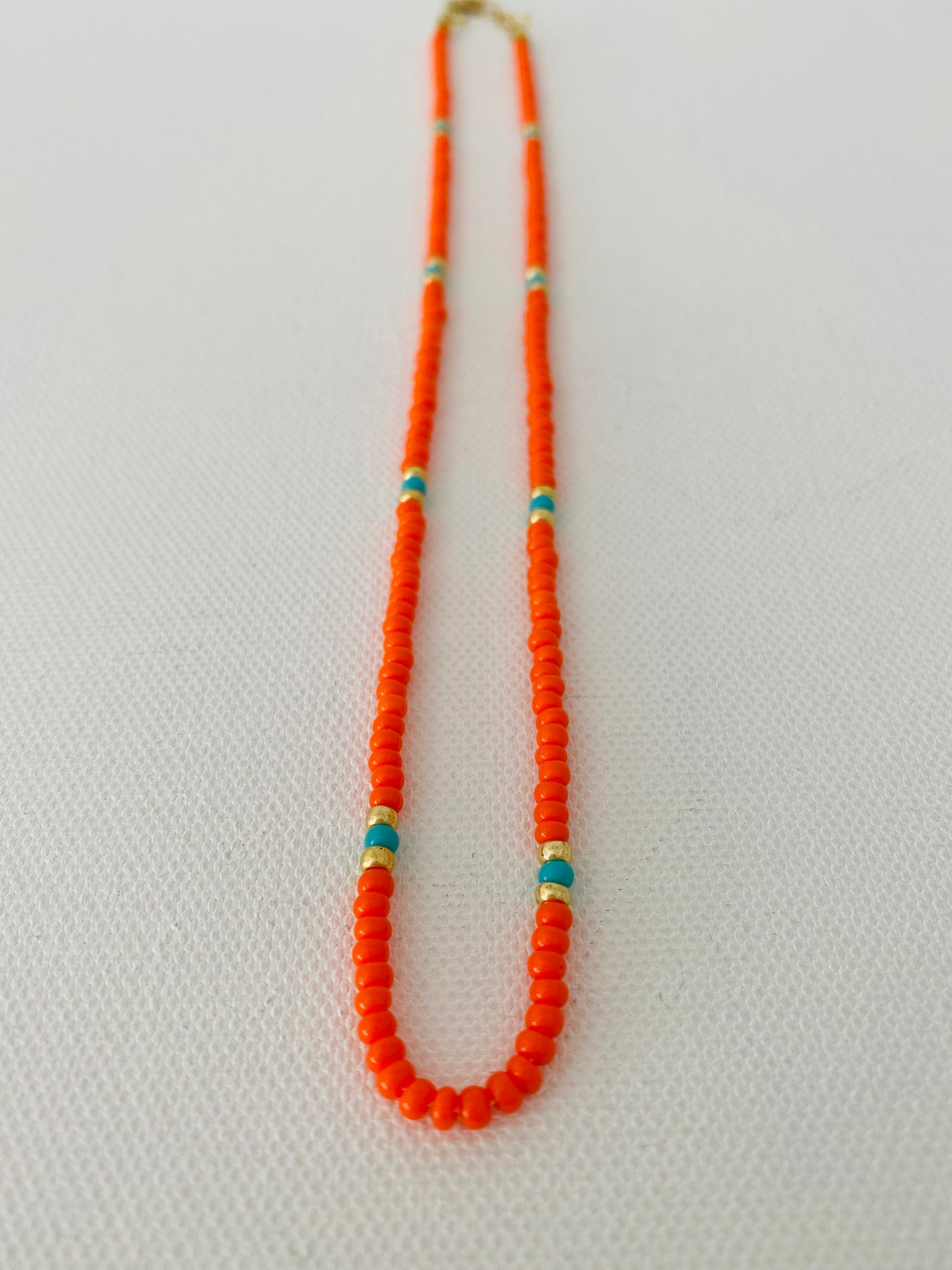 Coral, turquoise, gold, beaded layering necklace