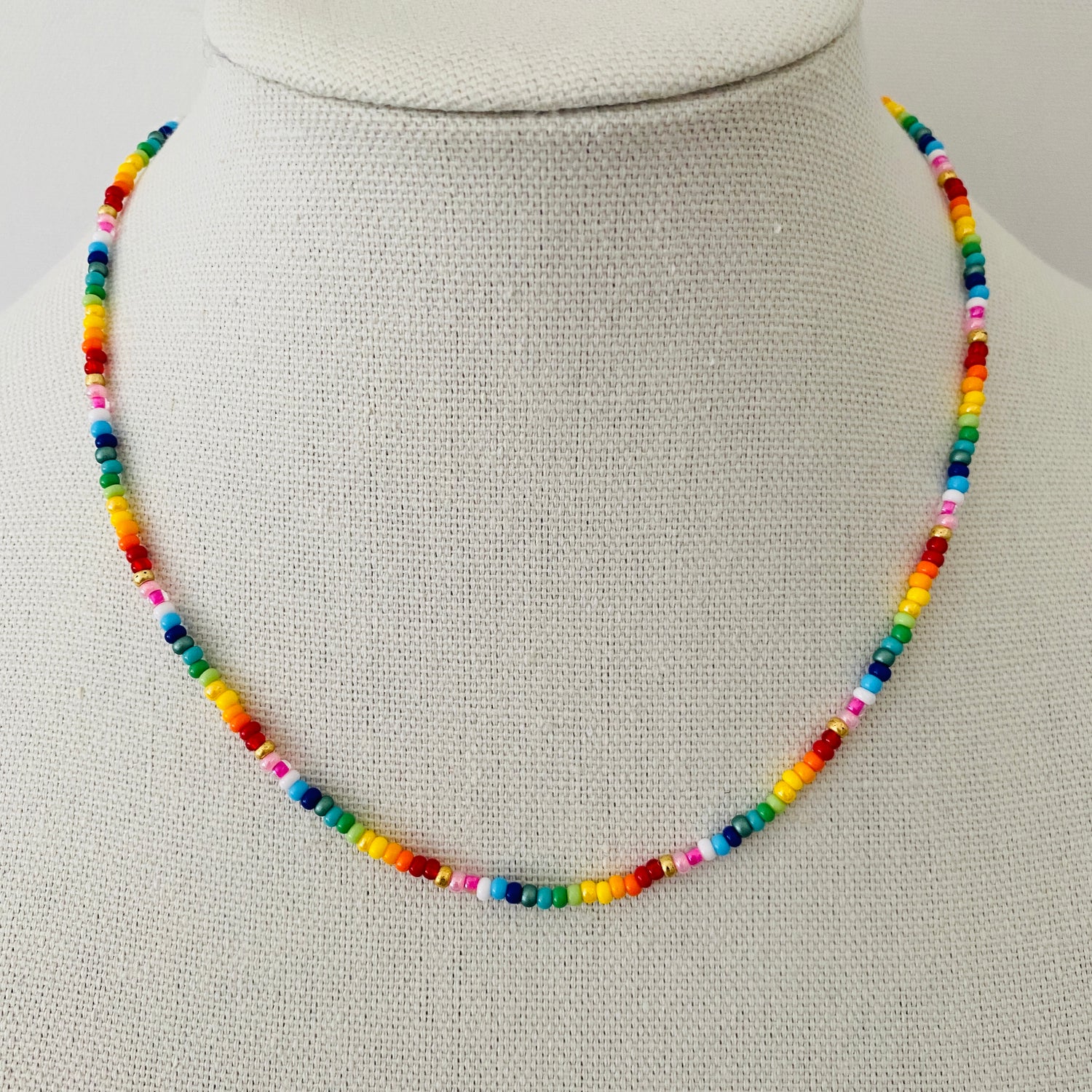 Tiny, Beaded, Rainbow, Layering, Necklace