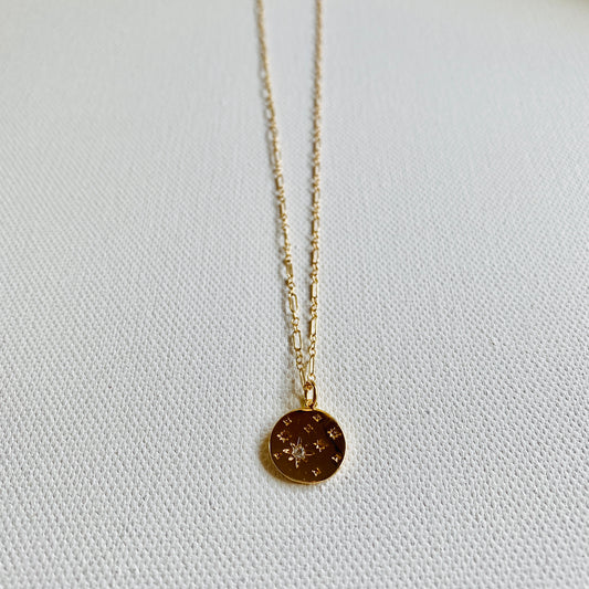 Gold, Coin, Stars, Solar System, Delicate, Pendant, Choker, Necklace