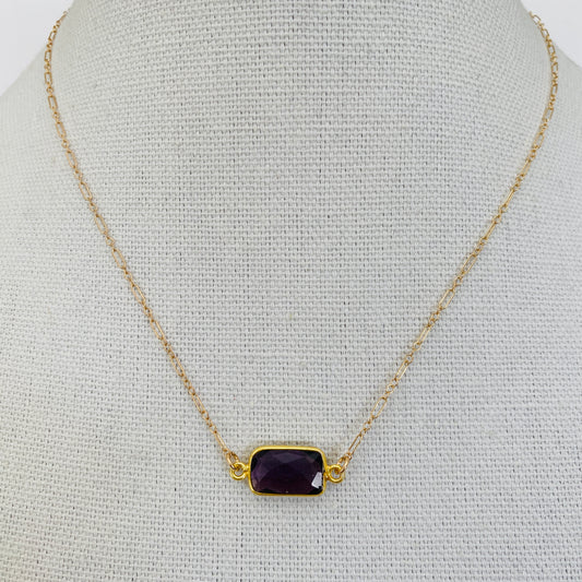Amethyst, Gold, Dainty, Statement, Purple Necklace
