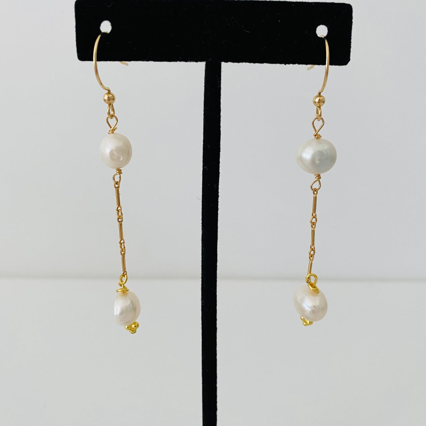 Gold, Dangle, Pearl, Long, Elegant, Earrings