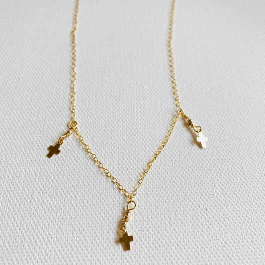 Gold, Delicate, Cross, Religious, Necklace