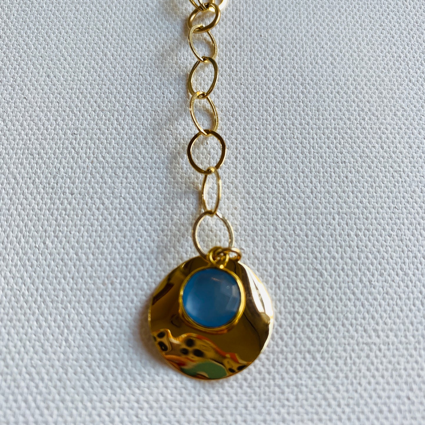 Gold, Lariat, Blue, Gem, Pendant, Chain, Necklace