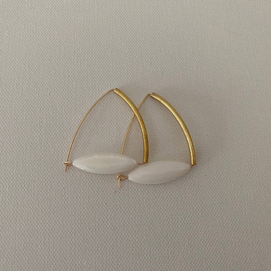 Gold, Bar, Black, Beaded, Earrings, Triangle